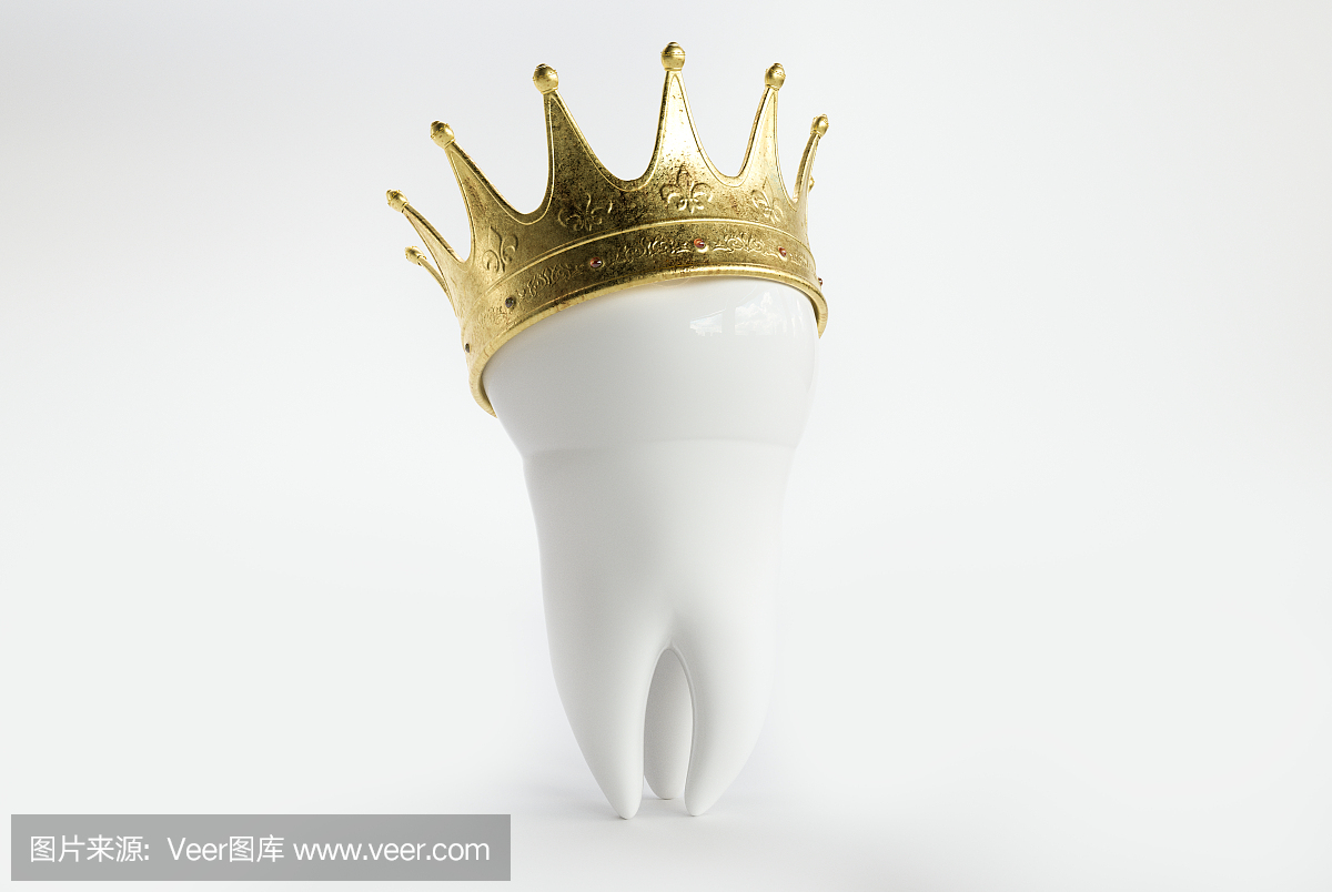 牙齒與冠- 3D渲染